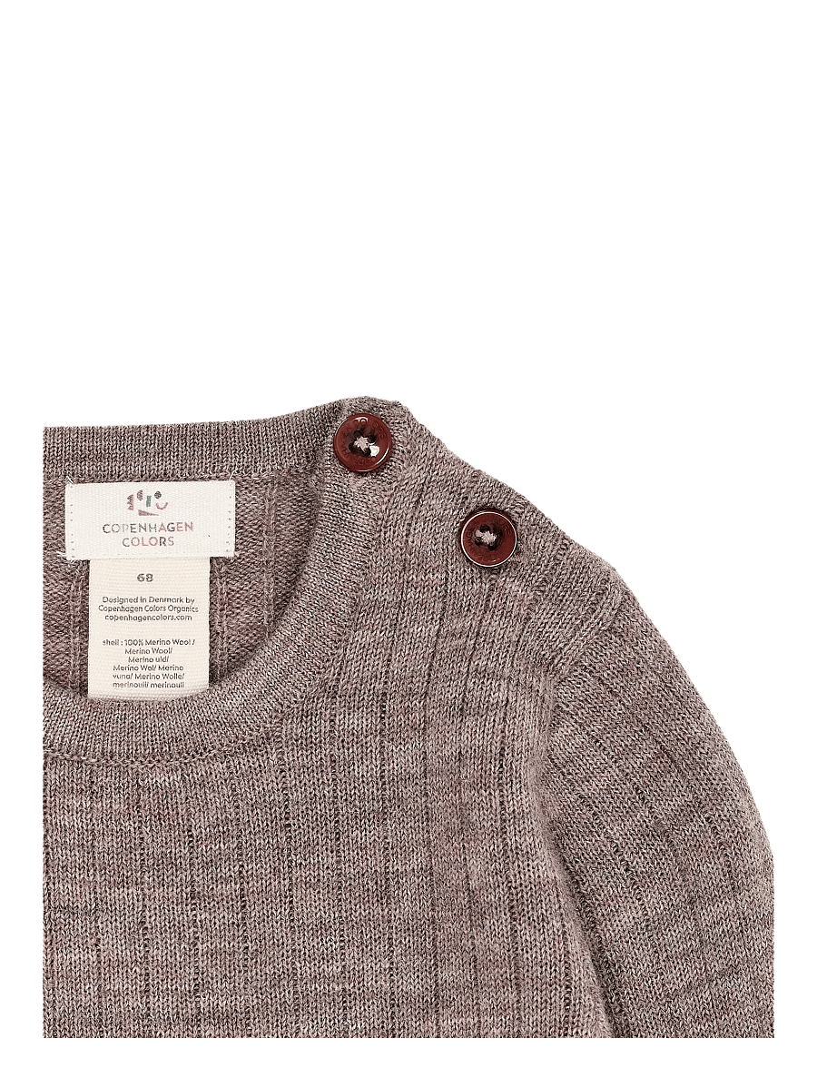 Copenhagen Colors - Merino Ls Rib Bodystocking - pikkade varrukatega bodid - natural melange - 2