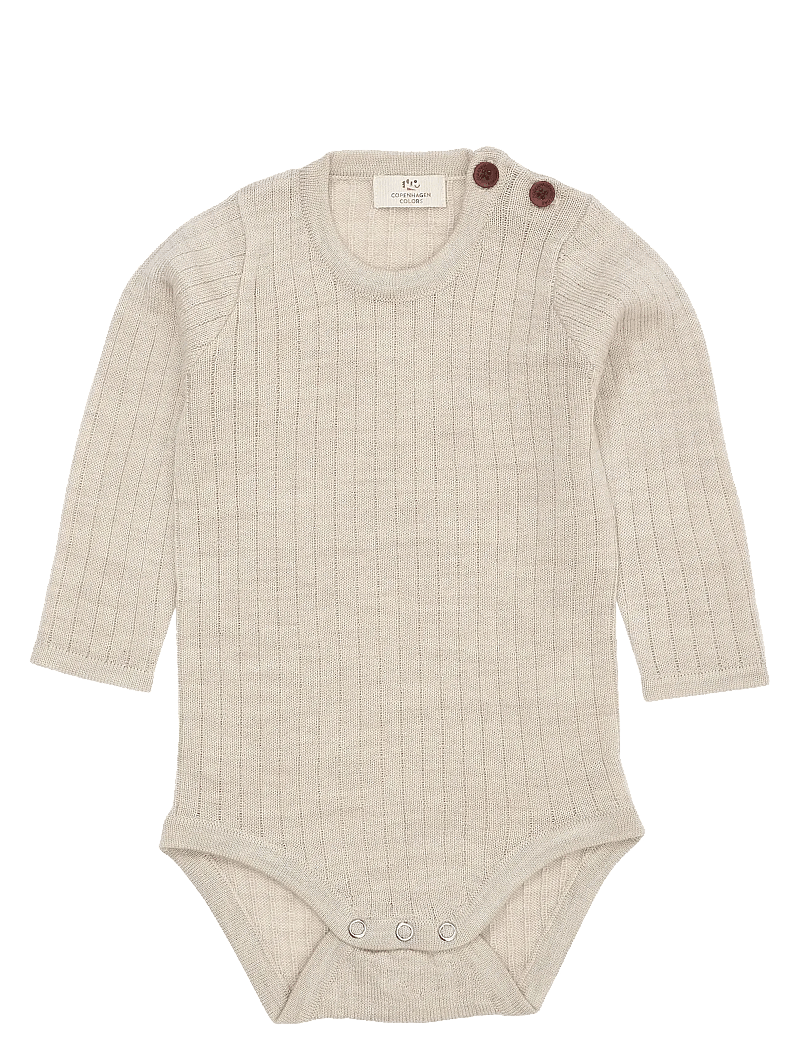 Copenhagen Colors - MERINO LS RIB BODYSTOCKING - långärmade bodies - pale cream melange - 0