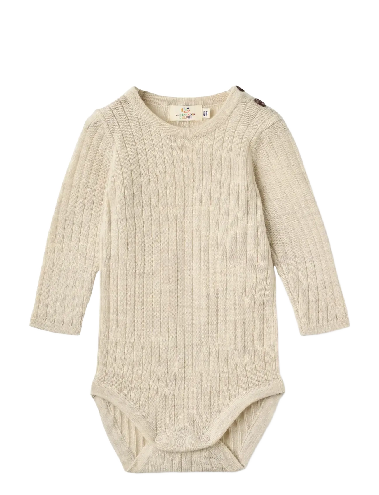 Copenhagen Colors - MERINO LS RIB BODYSTOCKING - uldundertøj baby - pale cream melange - 1