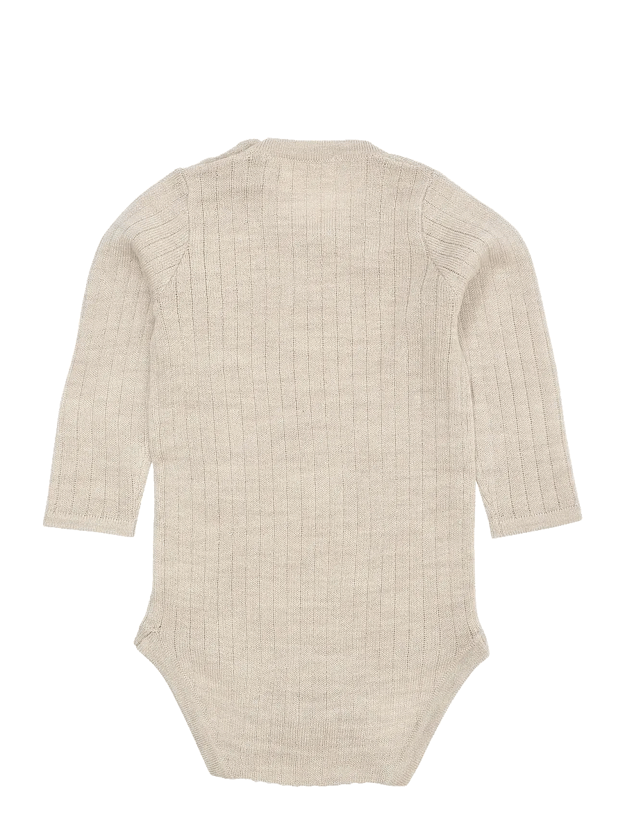 Copenhagen Colors - Merino Ls Rib Bodystocking - langärmelige bodys - pale cream melange - 1