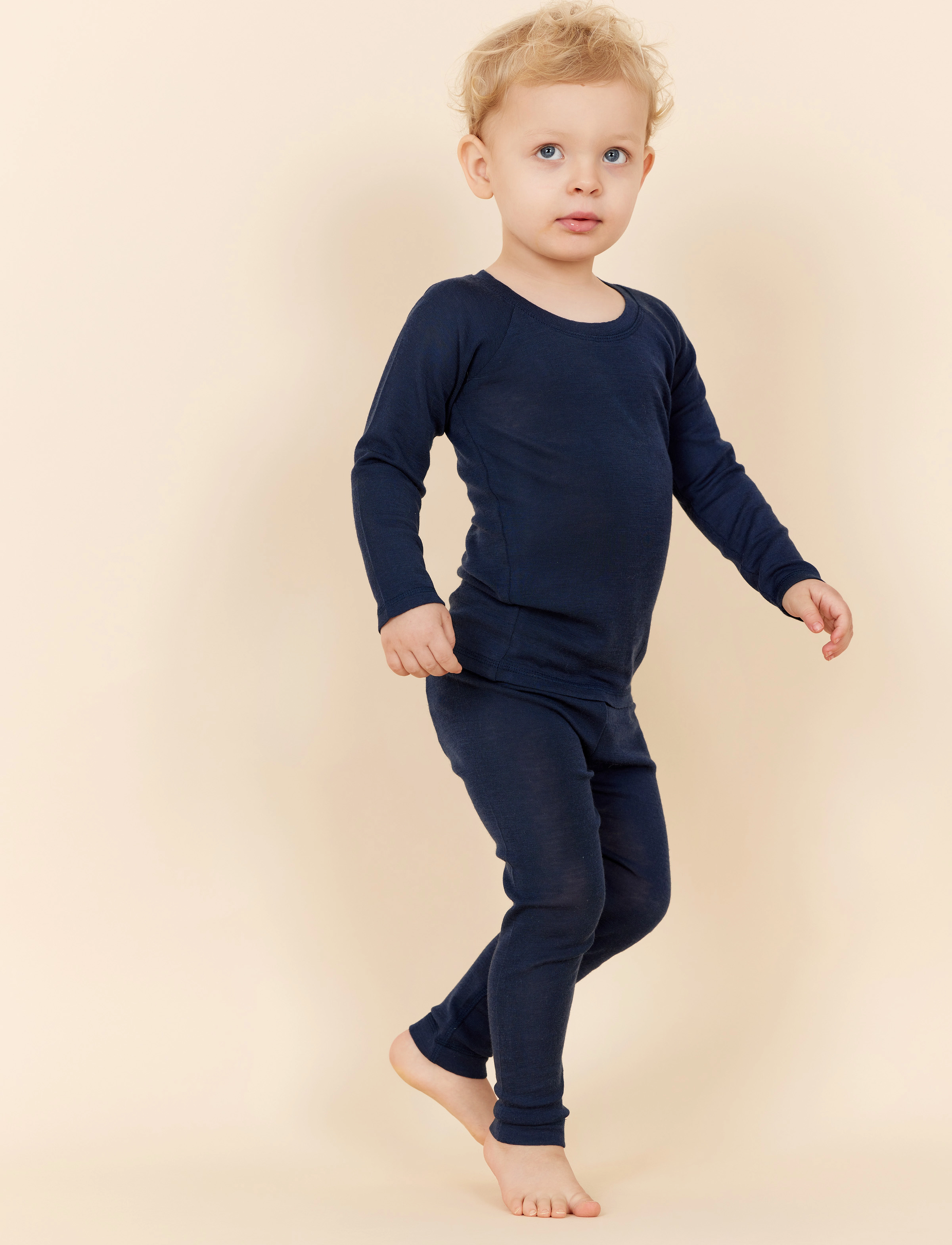 Copenhagen Colors Merino Light Knitted T-Shirt Ls, 86, Navy, T-Shirts > Langærmede T-shirts, Børn