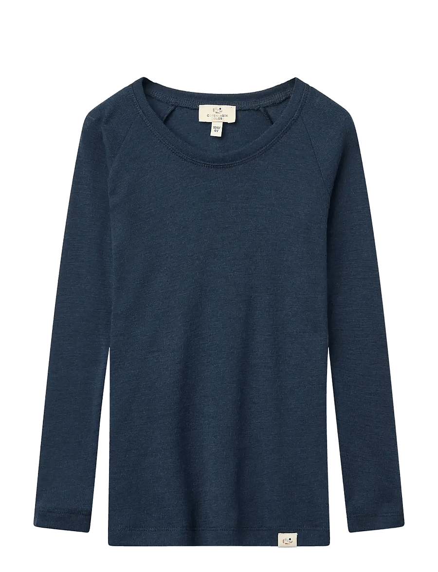 Copenhagen Colors - Merino Light Knitted T-Shirt LS - långärmade t-shirts - navy - 2