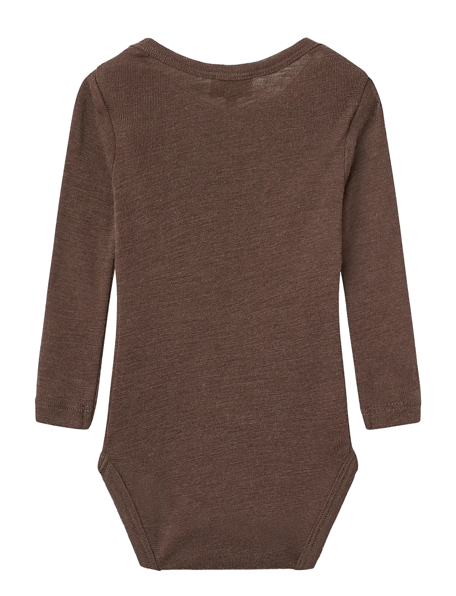 Copenhagen Colors - Merino Light Knitted Bodystocking - underställ baby - dk brown - 1