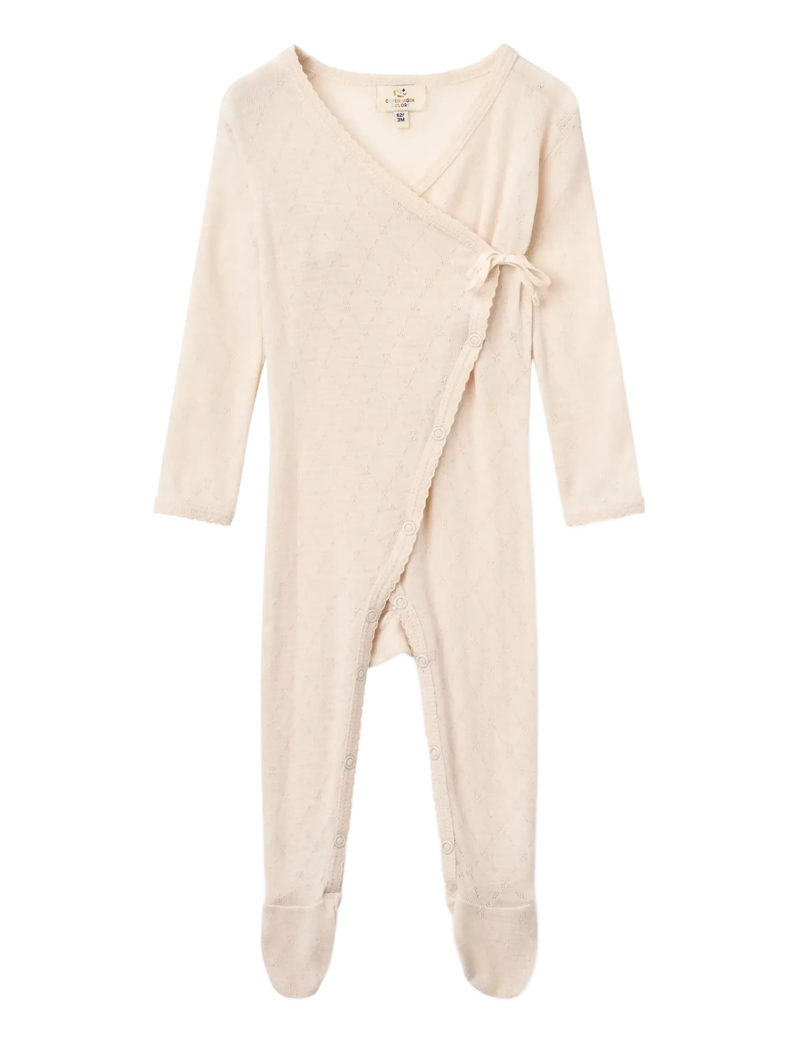 Copenhagen Colors Lt. Knitted Pointelle Cross-Over Full Body - Baby 44-92 - CREAM / cream