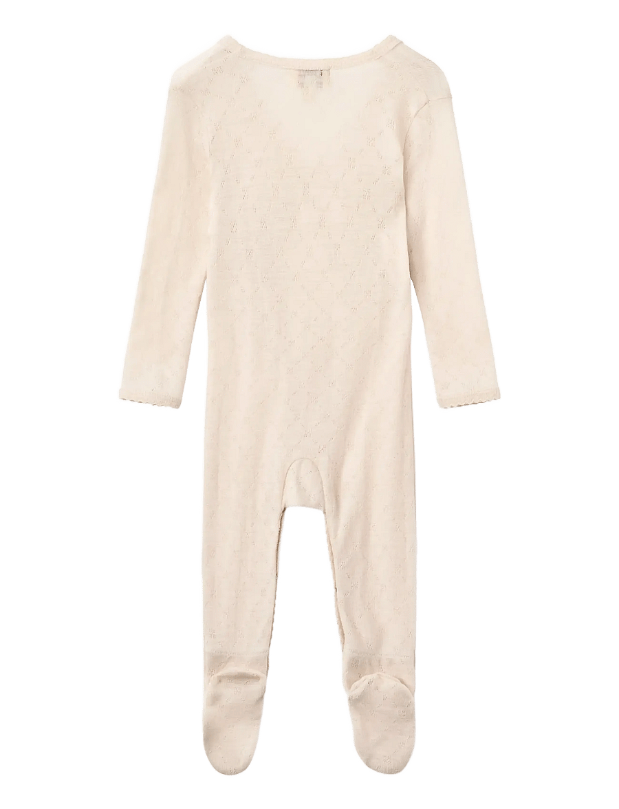 Copenhagen Colors - Lt. Knitted Pointelle Cross-Over Full Body - underställ baby - cream - 1
