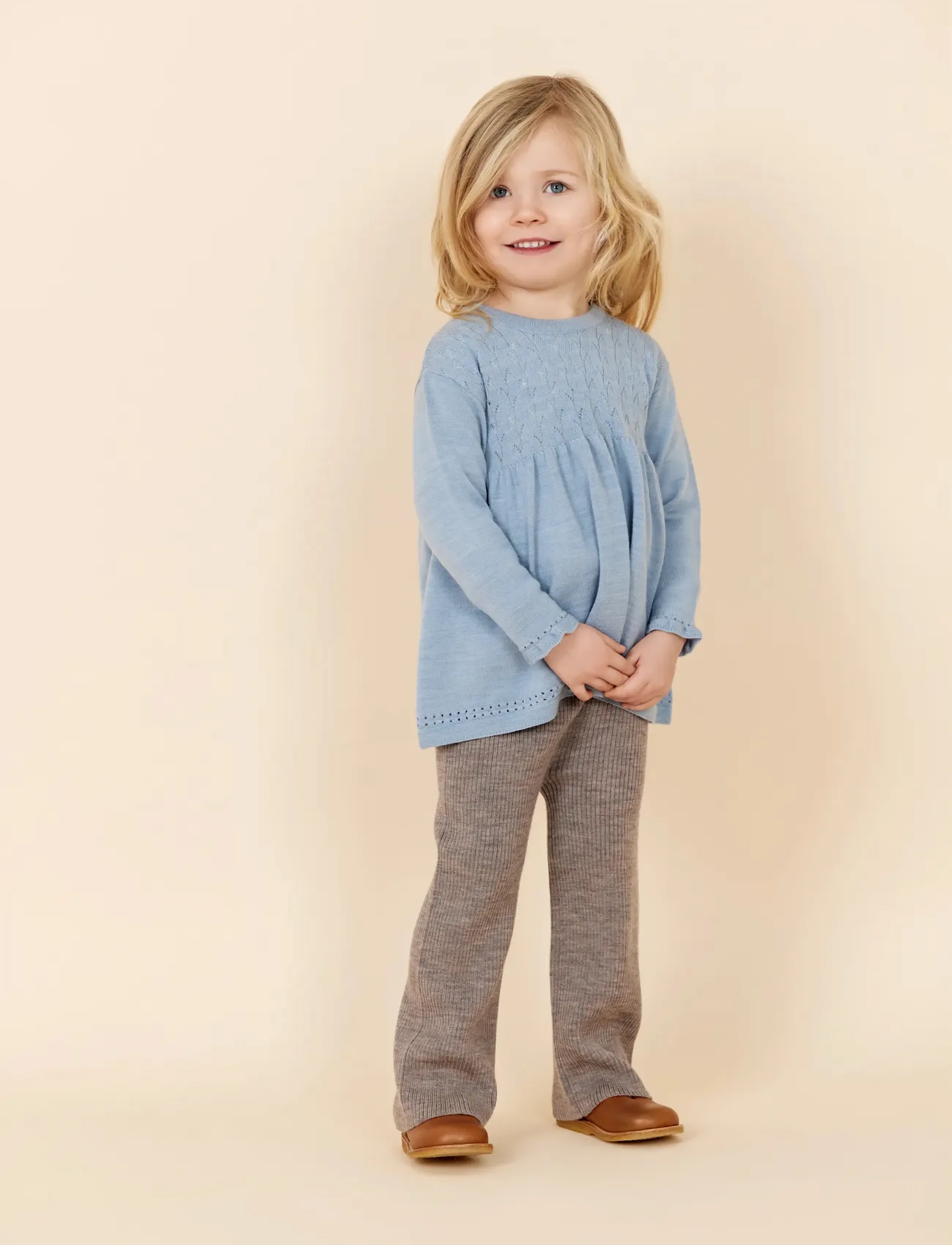 Copenhagen Colors - Merino Wide Rib Pants - beebipüksid - natural melange - 3