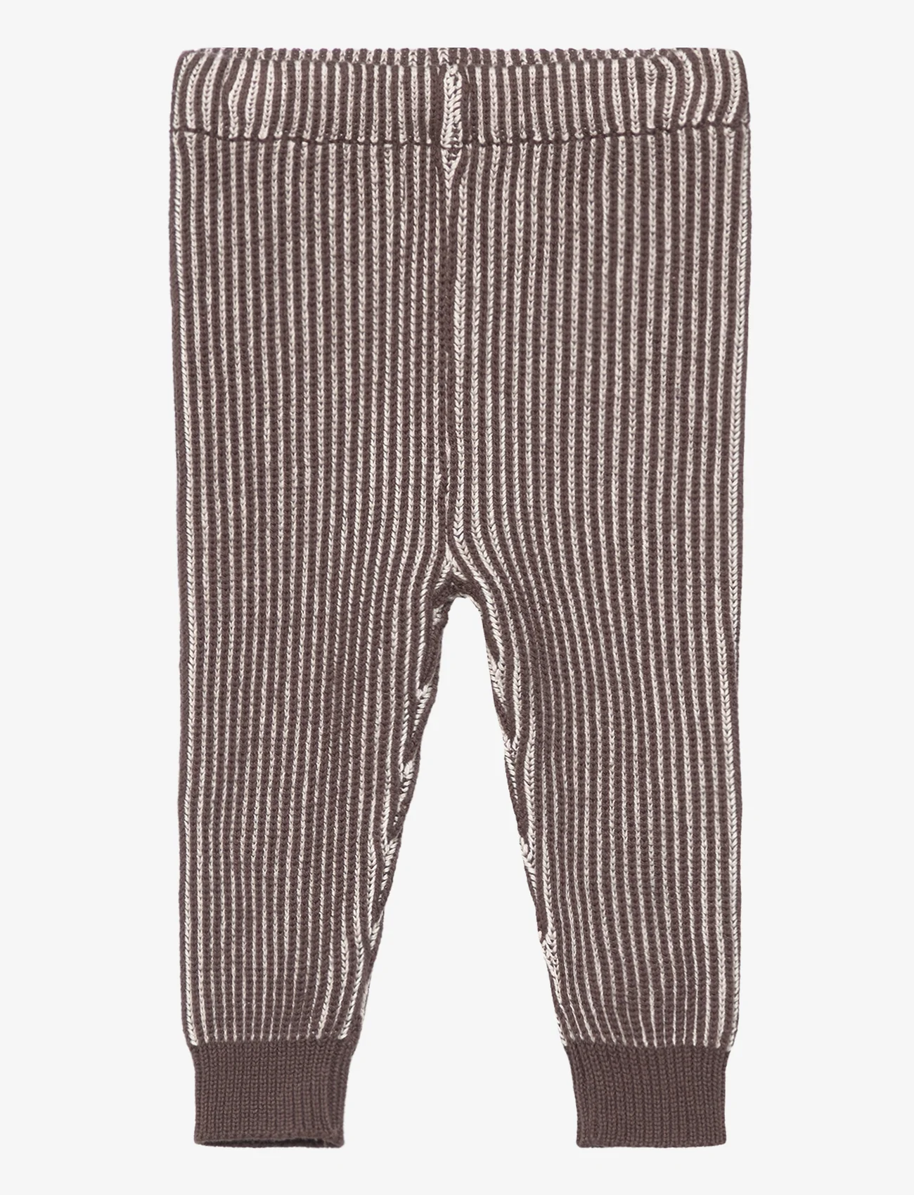 Copenhagen Colors - BRIOCHE KNITTED PANTS - trousers - dk brown cream combi - 0
