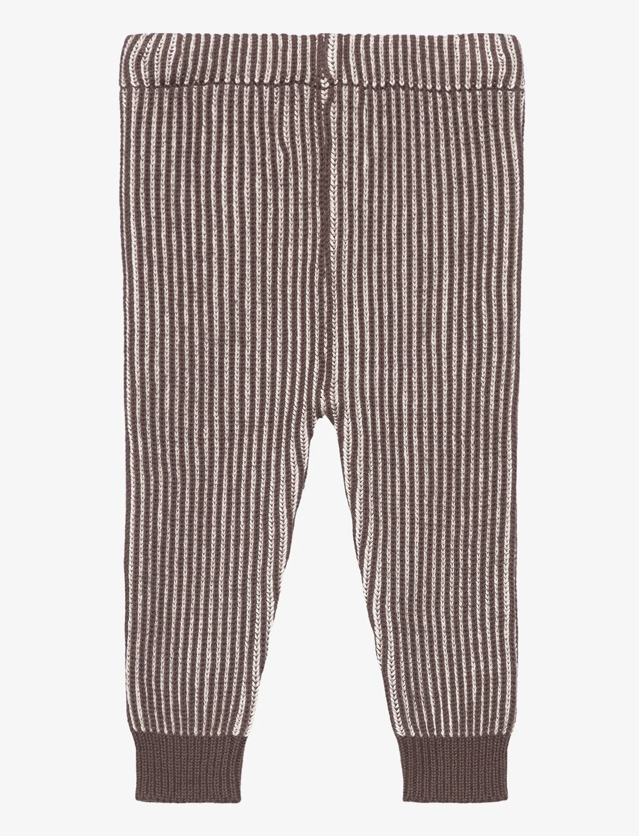 Copenhagen Colors - BRIOCHE KNITTED PANTS - trousers - dk brown cream combi - 1