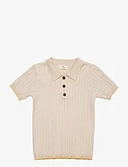RIB KNITTED POLO - CREAM/PALE YELLOW COMB.