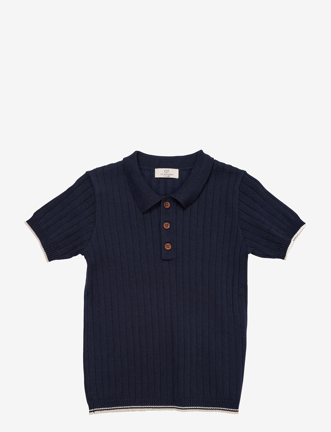 Copenhagen Colors - RIB KNITTED POLO - short-sleeved polos - navy/cream comb. - 1