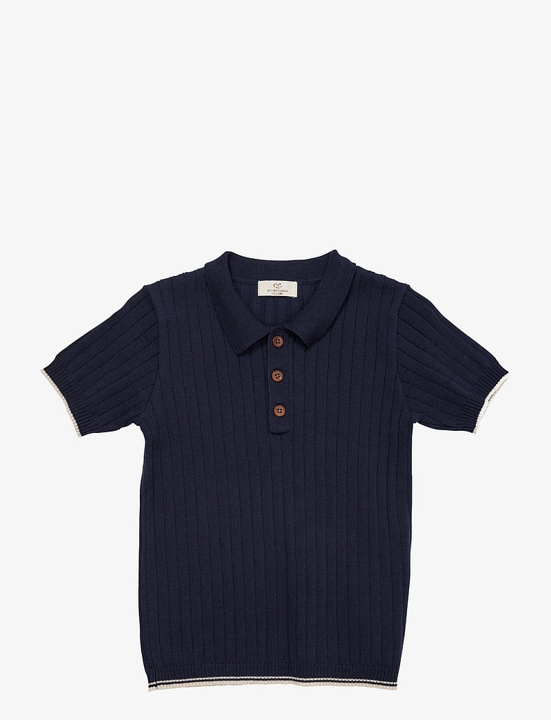 Copenhagen Colors - RIB KNITTED POLO - short-sleeved polos - navy/cream comb. - 1