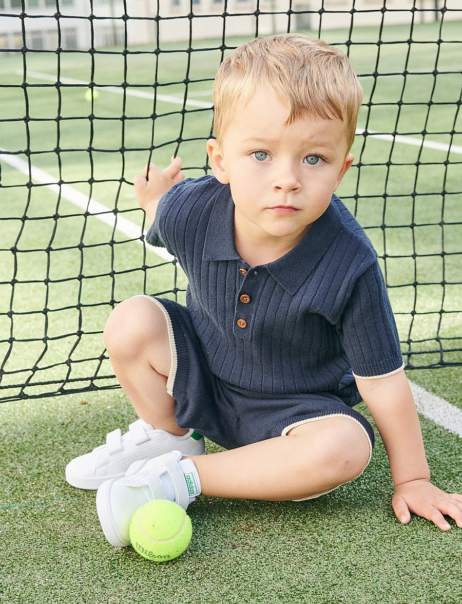 Copenhagen Colors - RIB KNITTED POLO - stutterma polo - navy/cream comb. - 0