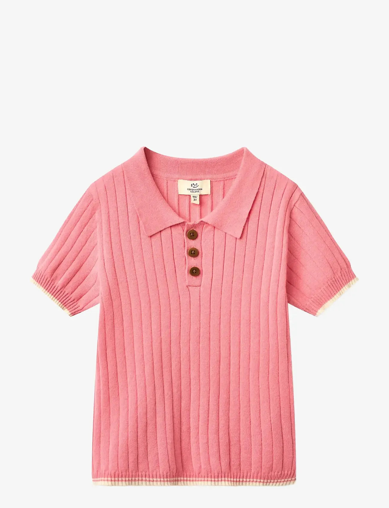Copenhagen Colors - RIB KNITTED POLO - short-sleeved polos - pink/cream comb. - 1