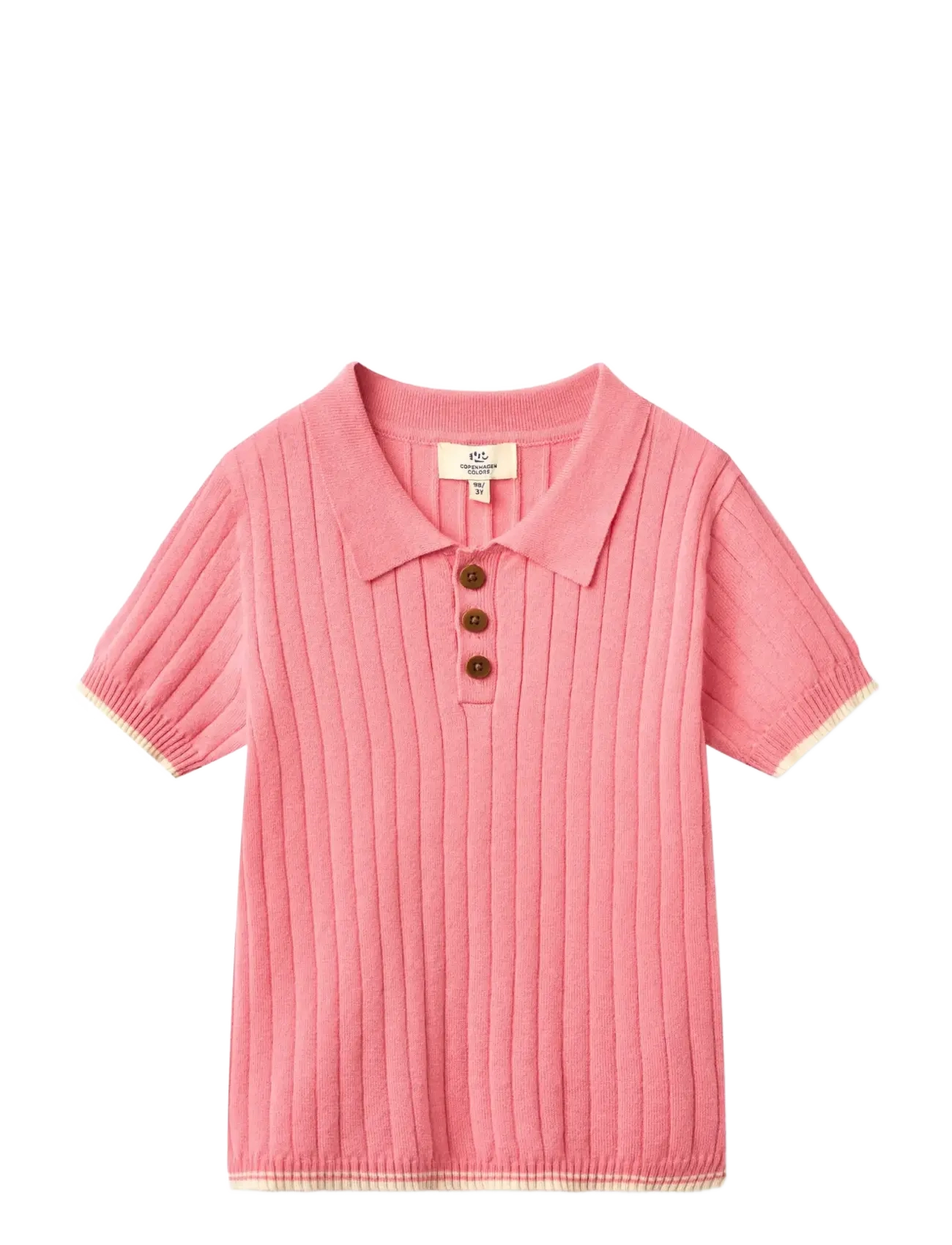 Copenhagen Colors RIB KNITTED POLO - Copenhagen Colors - PINK/CREAM COMB. / pink/rose