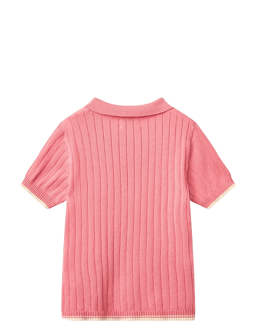 Copenhagen Colors - RIB KNITTED POLO - kortærmede poloer - pink/cream comb. - 2