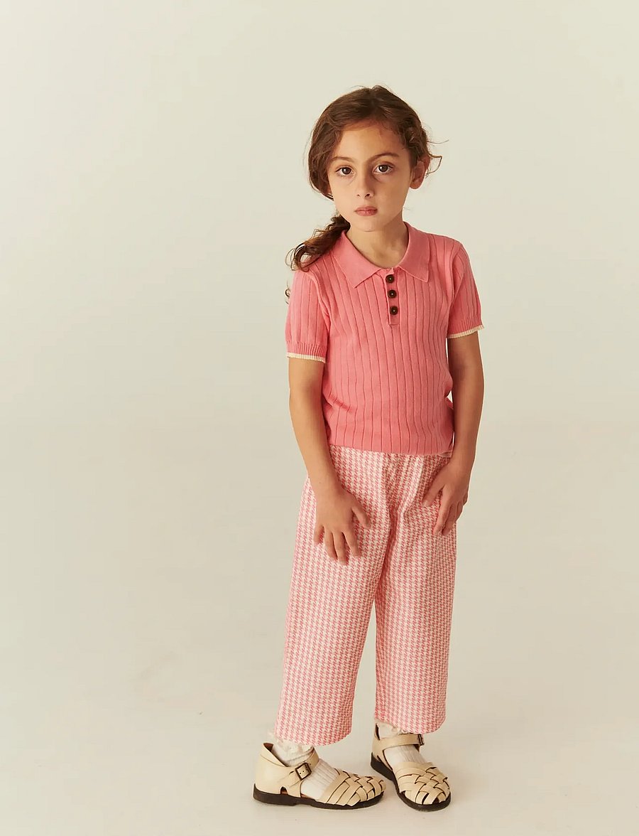 Copenhagen Colors - RIB KNITTED POLO - kortærmede poloer - pink/cream comb. - 0