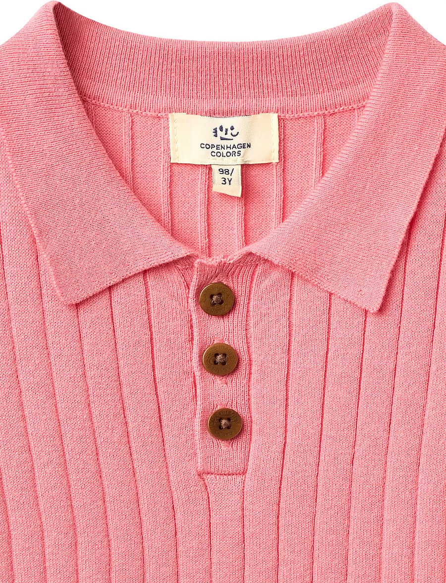 Copenhagen Colors - RIB KNITTED POLO - kortærmede poloer - pink/cream comb. - 3