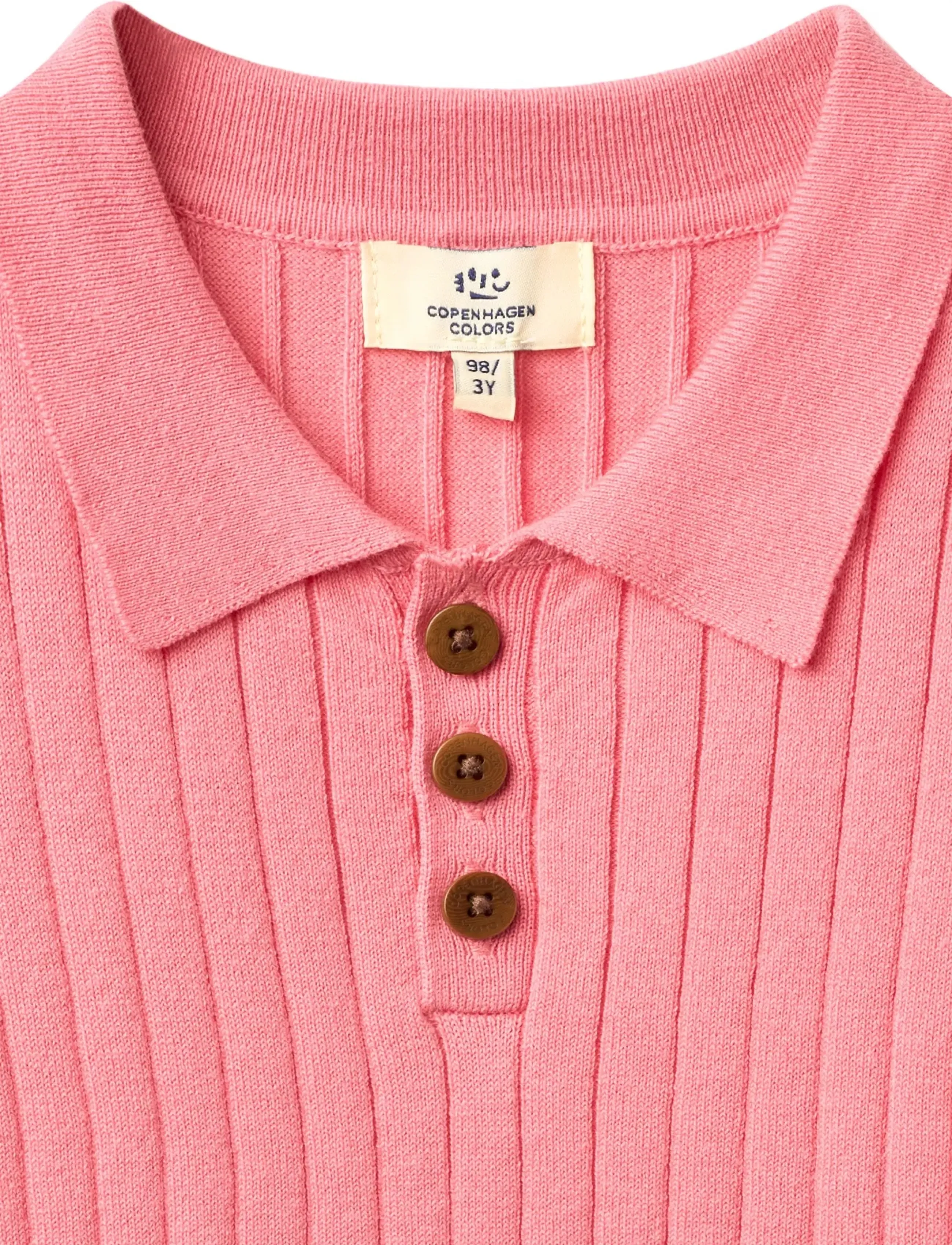 Copenhagen Colors - RIB KNITTED POLO - kortærmede poloer - pink/cream comb. - 3