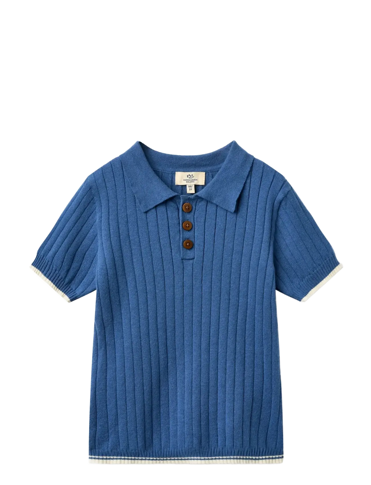 Copenhagen Colors RIB KNITTED POLO - Basics - SHARP BLUE/CREAM COMB. / blue