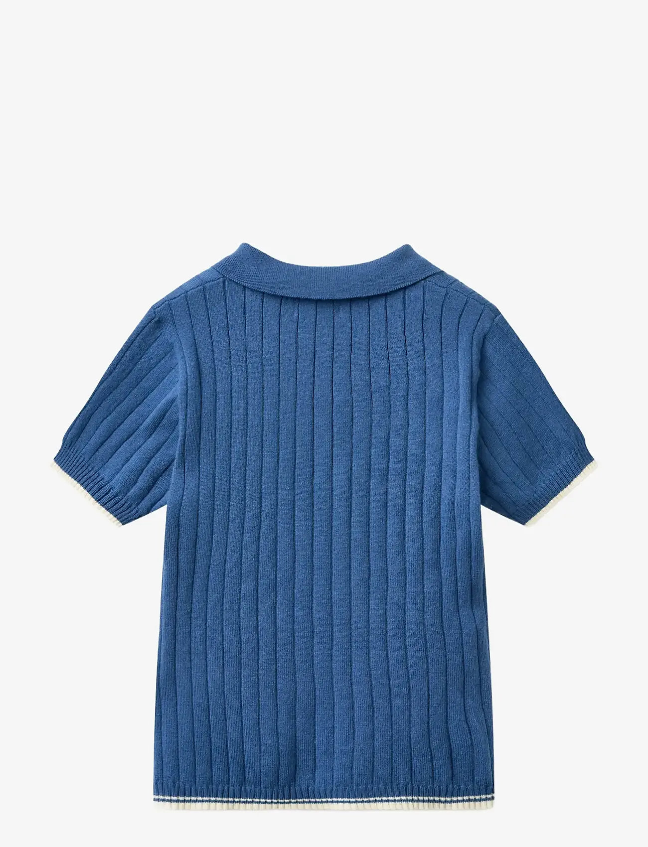 Copenhagen Colors - RIB KNITTED POLO - kortærmede poloer - sharp blue/cream comb. - 1