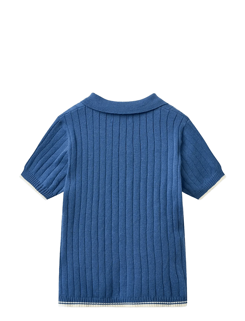 Copenhagen Colors - RIB KNITTED POLO - kortærmede poloer - sharp blue/cream comb. - 1