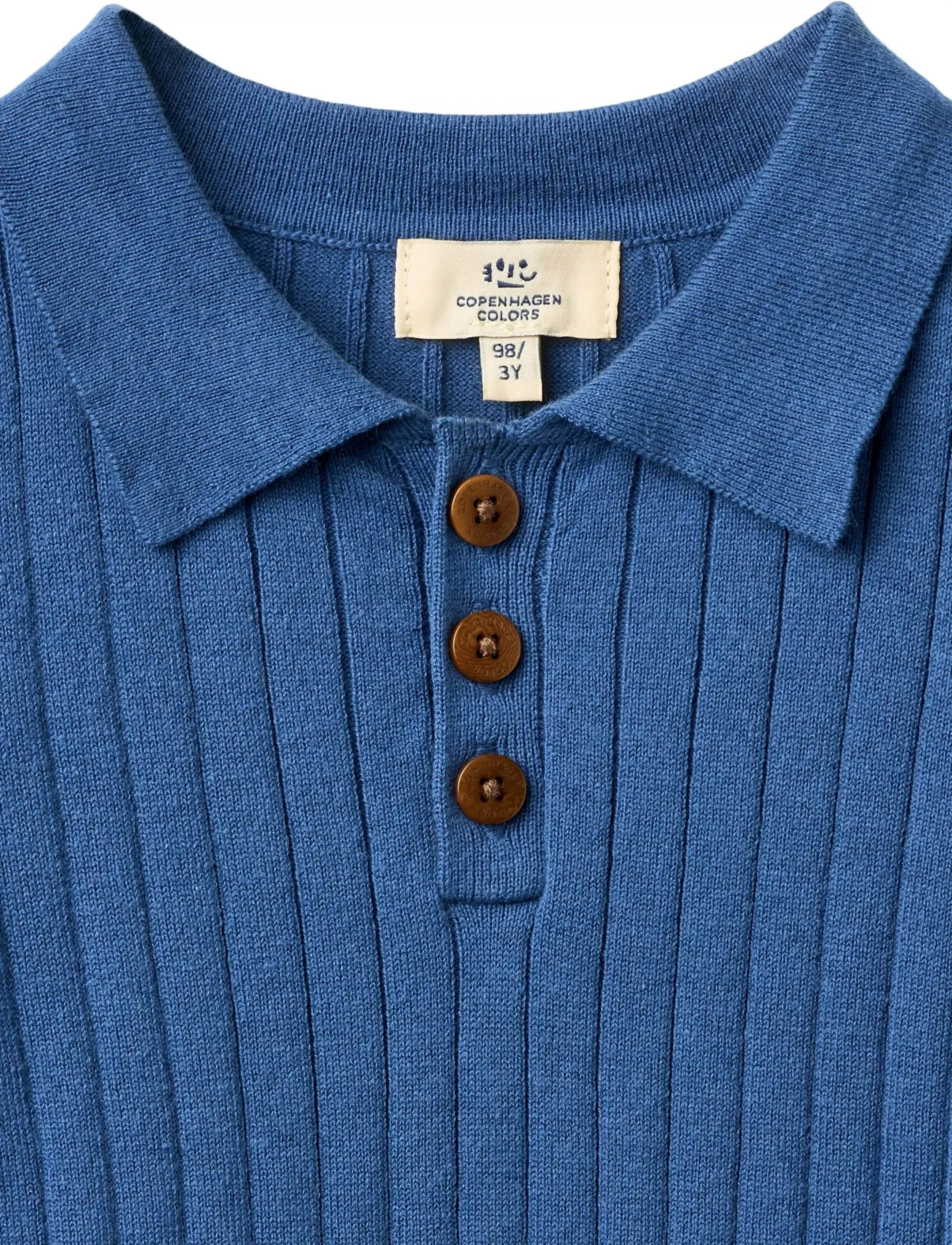 Copenhagen Colors - RIB KNITTED POLO - poloshirts - sharp blue/cream comb. - 2