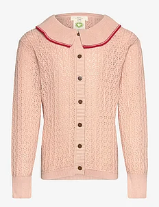 POINTELLE KNITTED CABLE CARDIGAN W. COLLAR, Copenhagen Colors