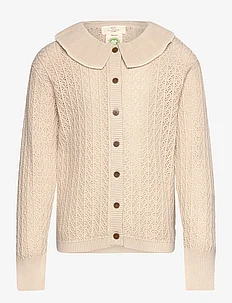 POINTELLE KNITTED CABLE CARDIGAN W. COLLAR, Copenhagen Colors