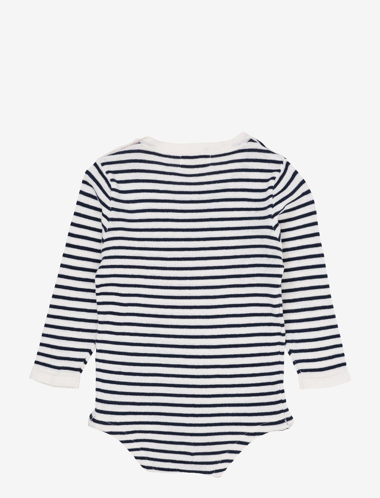 Copenhagen Colors - LIGHT KNITTED STRIPE BODY - ar garām piedurknēm - cream/navy comb. - 1