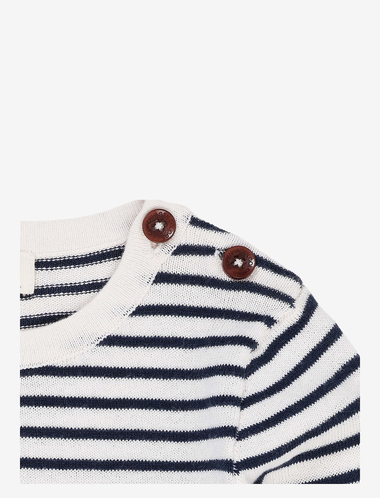 Copenhagen Colors - LIGHT KNITTED STRIPE BODY - ar garām piedurknēm - cream/navy comb. - 2