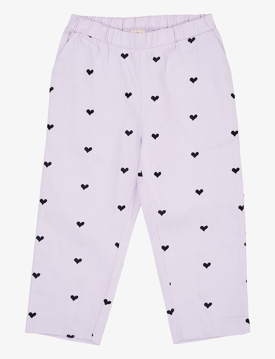Copenhagen Colors - TWILL HEART PANTS - lavender w. navy hearts - 1