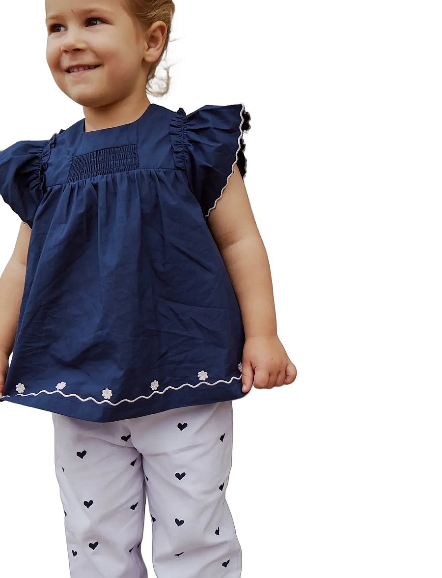 Copenhagen Colors - TWILL HEART PANTS - lavender w. navy hearts - 0