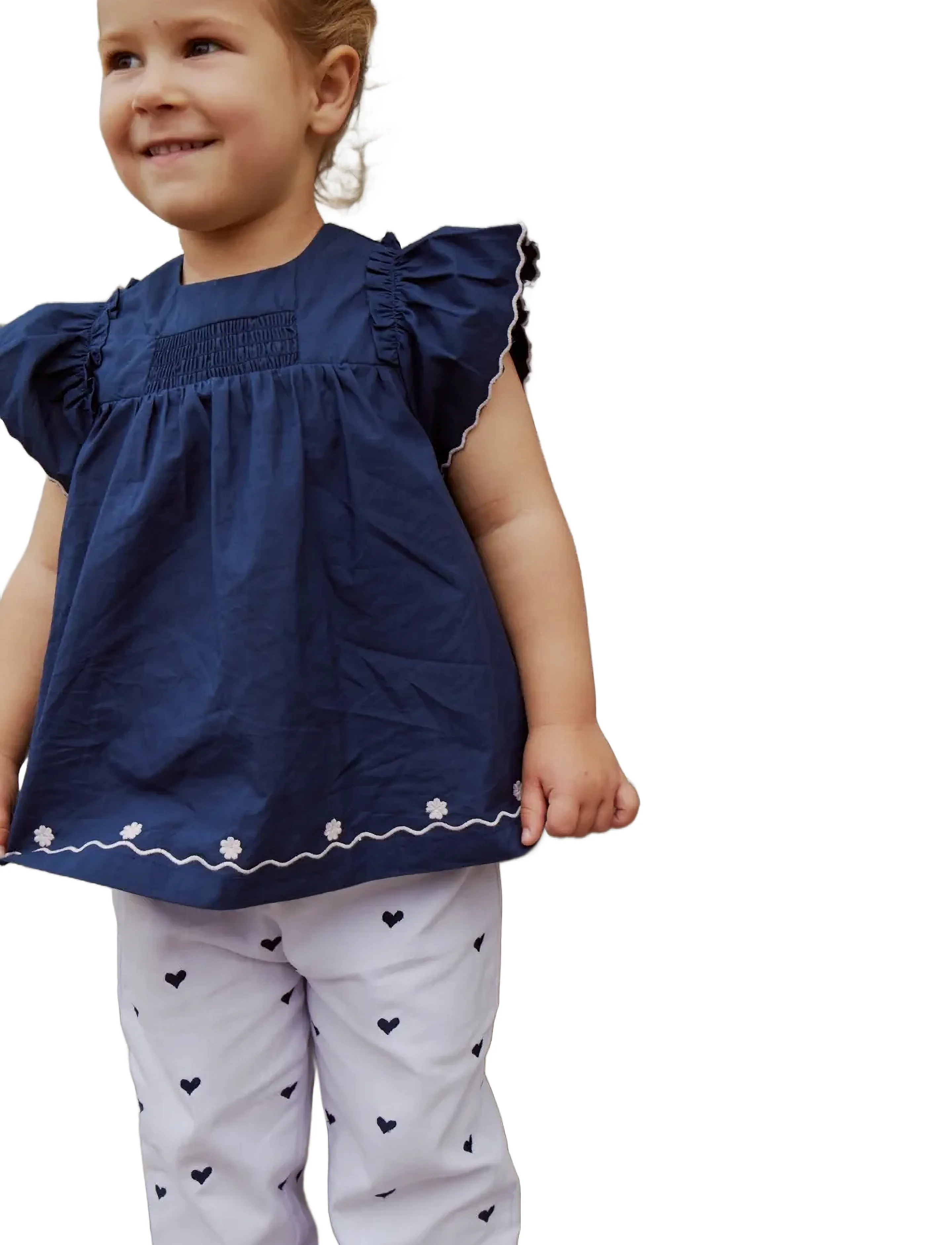 Copenhagen Colors - TWILL HEART PANTS - lavender w. navy hearts - 0