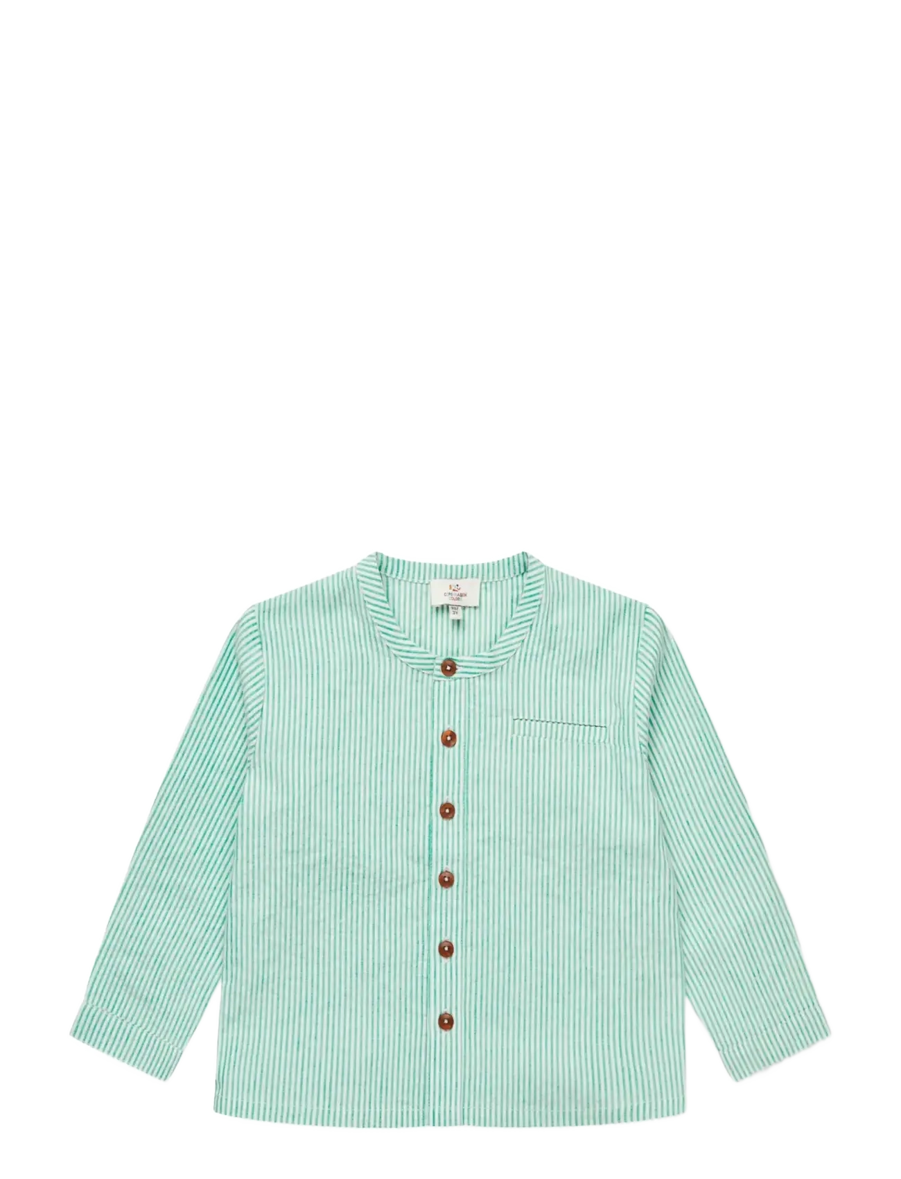 Copenhagen Colors SEERSUCKER SHIRT W. PLACKET - Overdele - SHARP GREEN W CREAM STRIPE / multi
