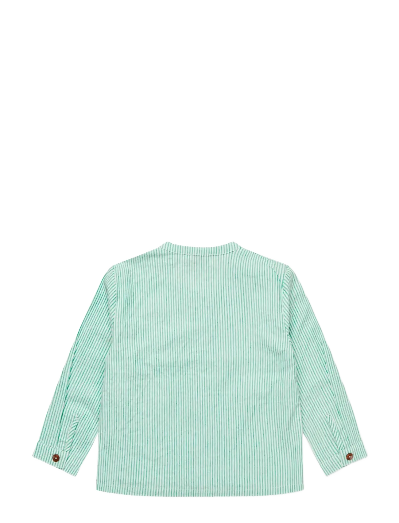 Copenhagen Colors - SEERSUCKER SHIRT W. PLACKET - langærmede skjorter - sharp green w cream stripe - 1