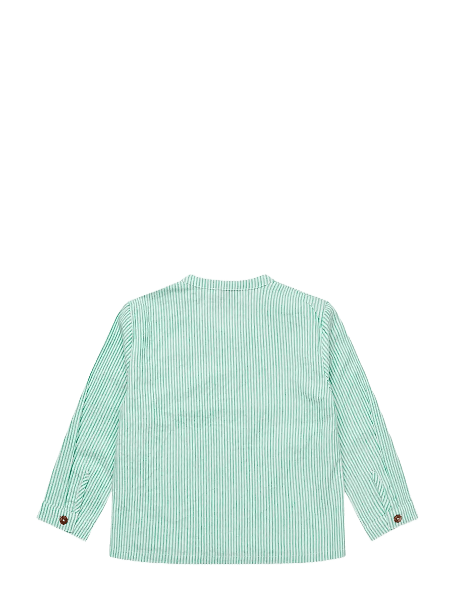 Copenhagen Colors - SEERSUCKER SHIRT W. PLACKET - langærmede skjorter - sharp green w cream stripe - 1