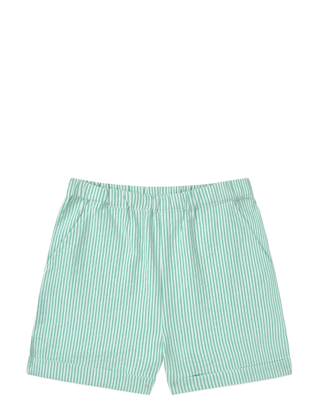 Copenhagen Colors SEERSUCKER SHORTS SPORTY - Shorts - SHARP GREEN W CREAM STRIPE / green