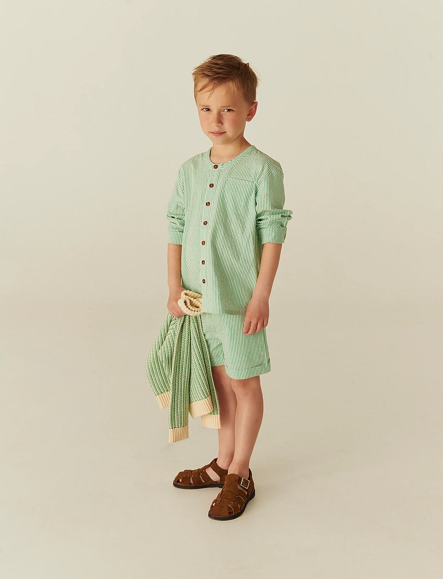 Copenhagen Colors - SEERSUCKER SHORTS SPORTY - sharp green w cream stripe - 0