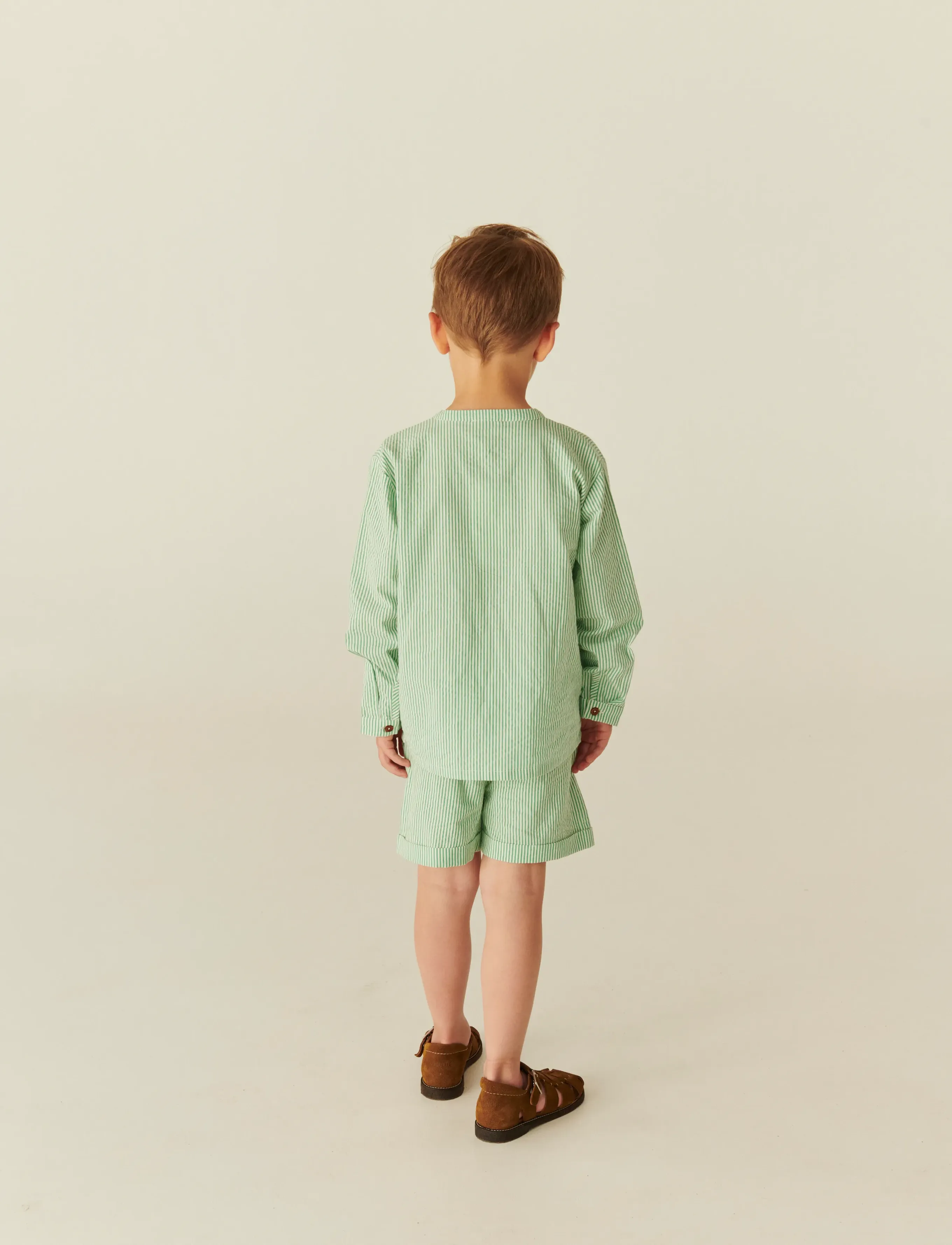 Copenhagen Colors - SEERSUCKER SHORTS SPORTY - sharp green w cream stripe - 3