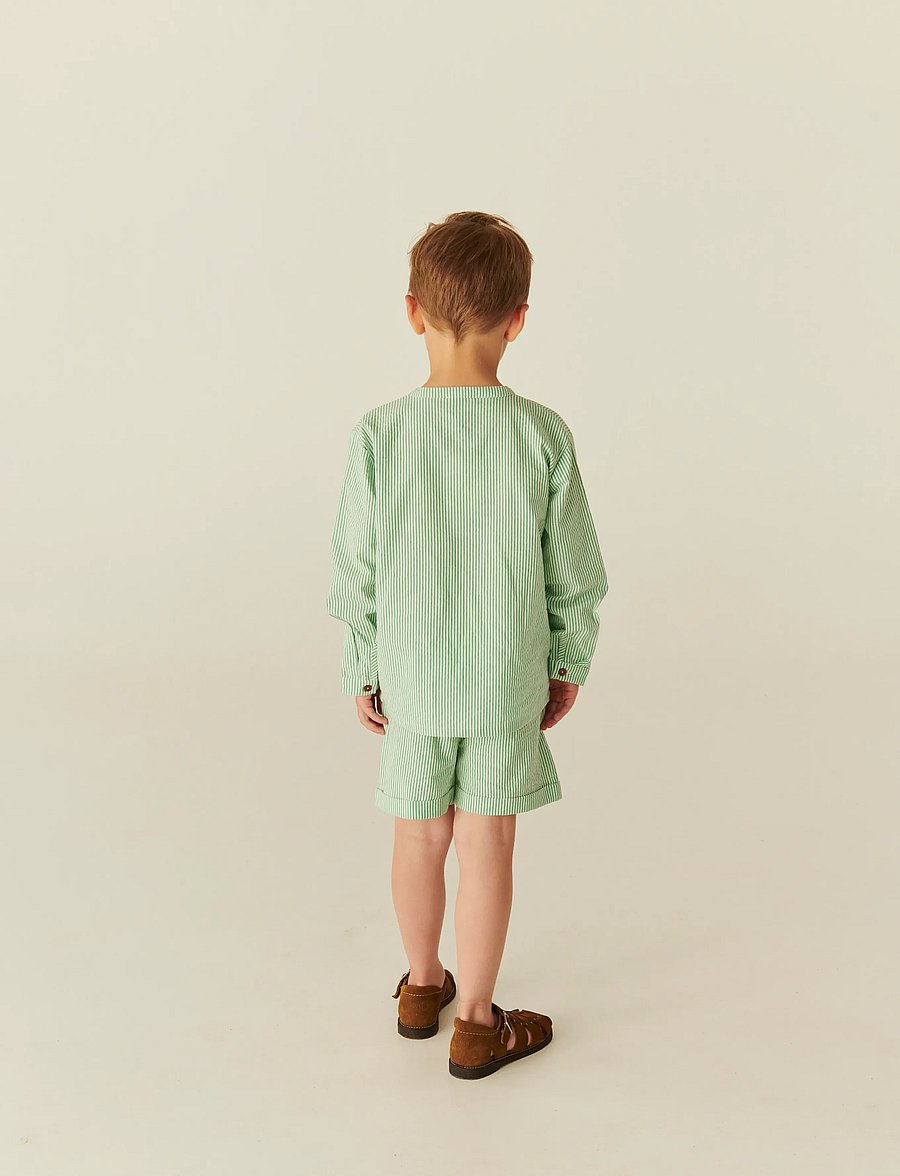 Copenhagen Colors - SEERSUCKER SHORTS SPORTY - sharp green w cream stripe - 3