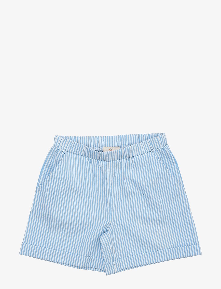 Copenhagen Colors - SEERSUCKER SHORTS SPORTY - shorts casual - sky blue w cream stripe - 1