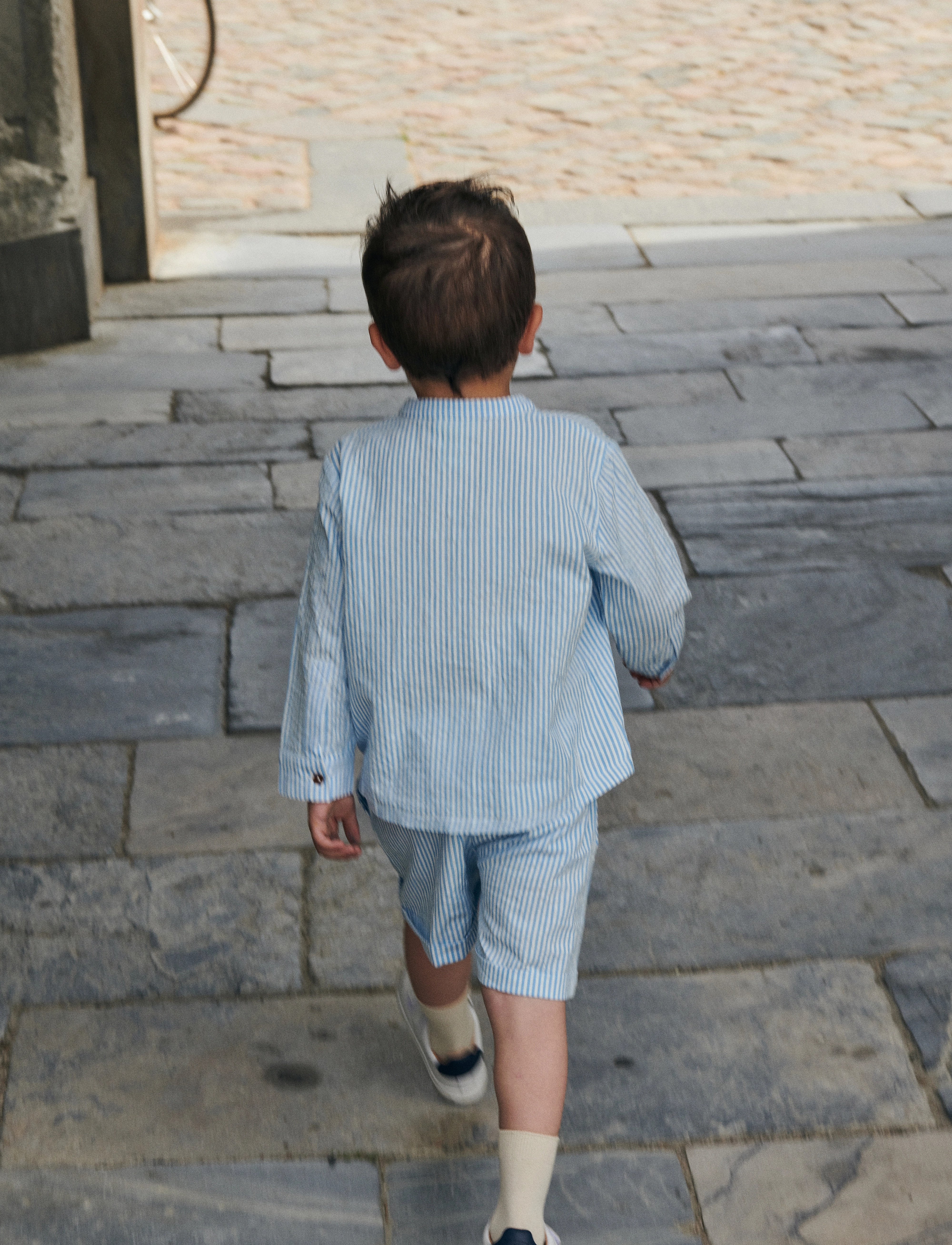 Copenhagen Colors - SEERSUCKER SHORTS SPORTY - shorts casual - sky blue w cream stripe - 5