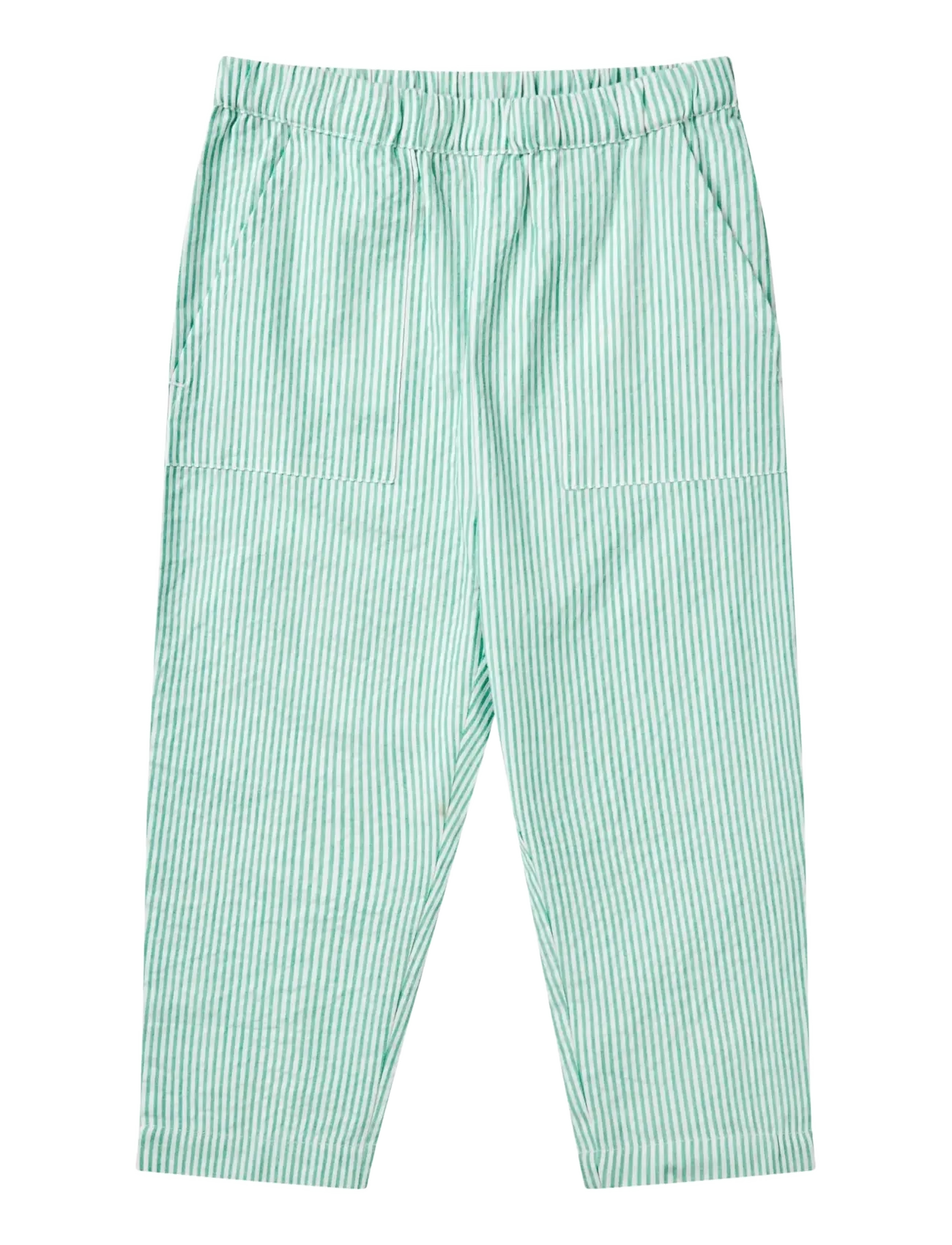 Copenhagen Colors SEERSUCKER PANTS - Copenhagen Colors - SHARP GREEN W CREAM STRIPE / multi
