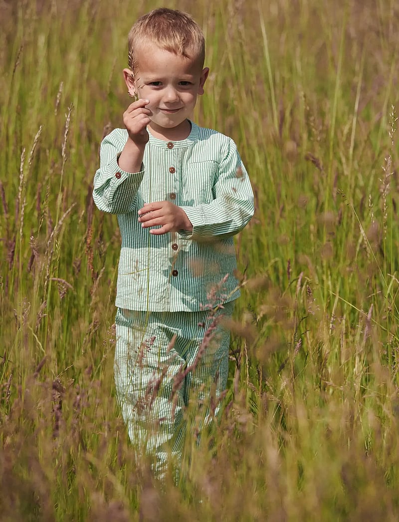 Copenhagen Colors - SEERSUCKER PANTS - babybukser - sharp green w cream stripe - 0