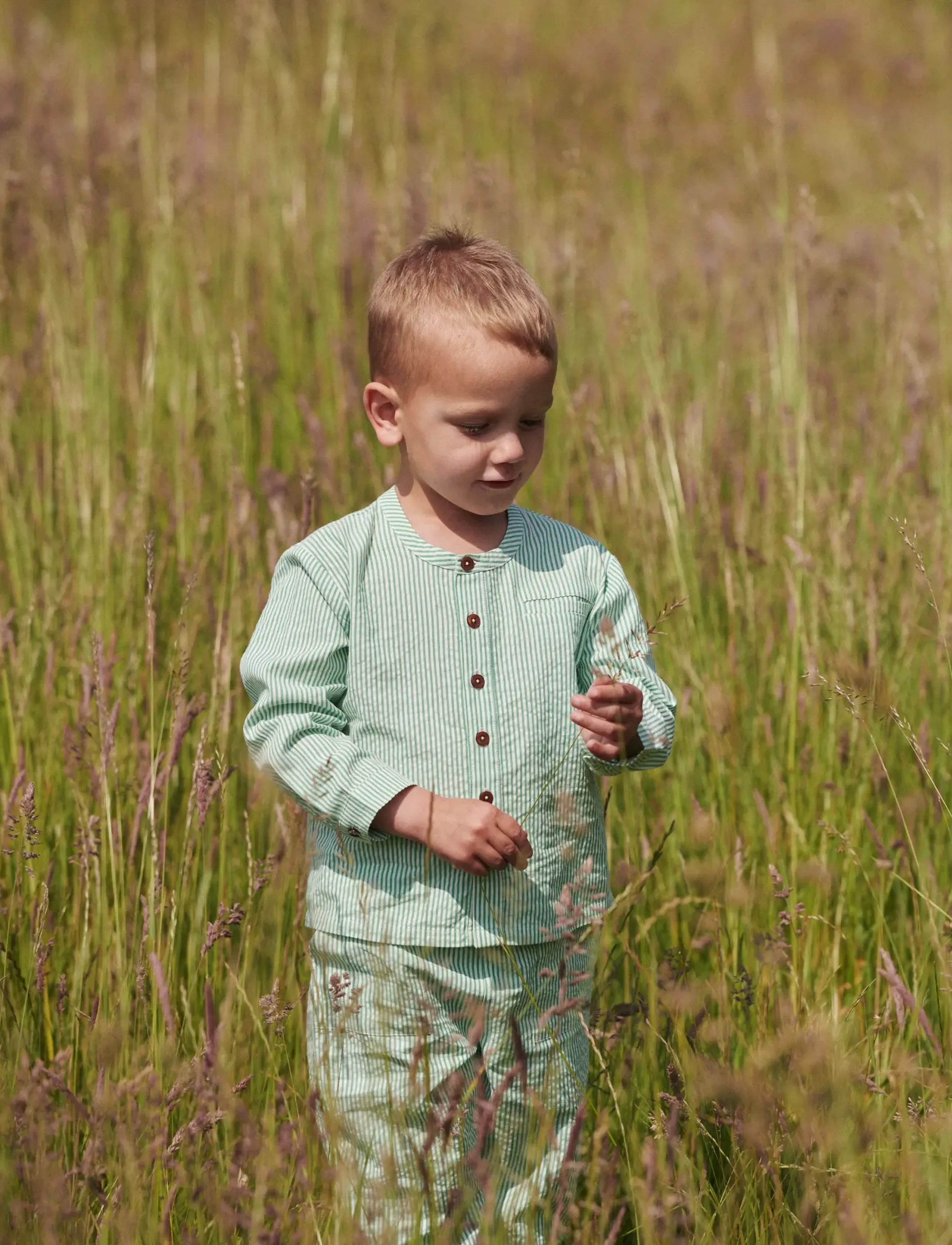 Copenhagen Colors - SEERSUCKER PANTS - beebipüksid - sharp green w cream stripe - 3