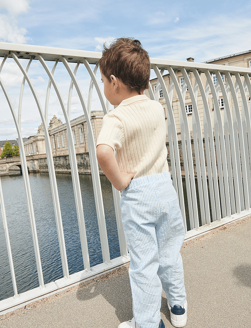 Copenhagen Colors - SEERSUCKER PANTS - babybukser - sky blue w cream stripe - 0