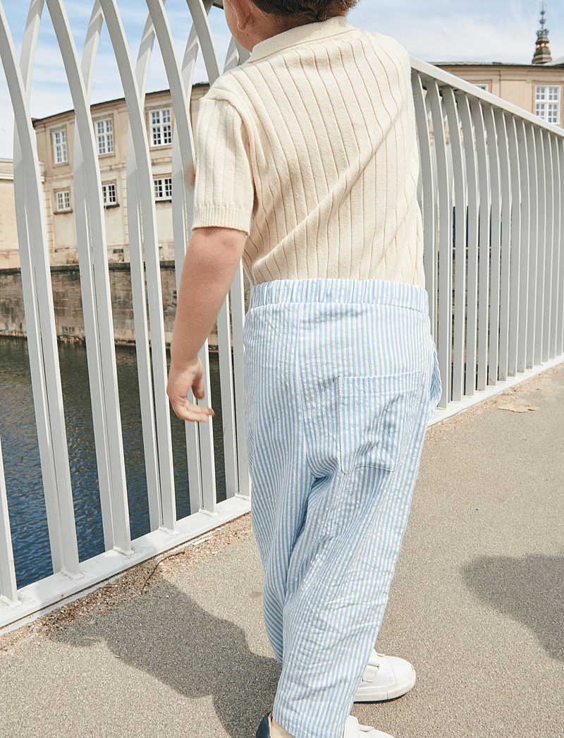 Copenhagen Colors - SEERSUCKER PANTS - babybukser - sky blue w cream stripe - 4