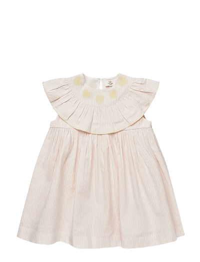 Seersucker Dress W. Heart - KortæRmede Hverdagskjoler