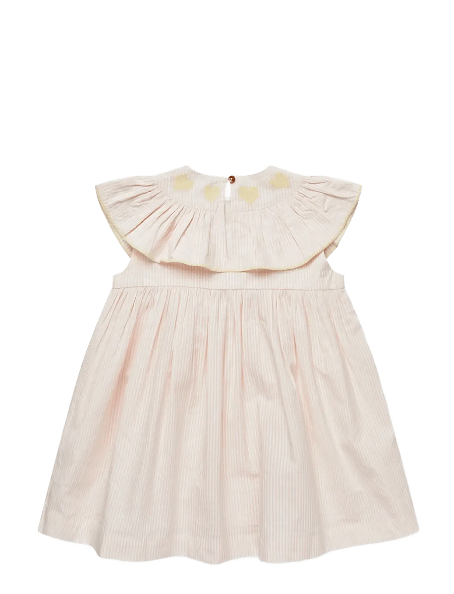 Copenhagen Colors - SEERSUCKER DRESS W. HEART - robes pour bébés à manches courtes - dusty rose w cream stripe w yellow - 2
