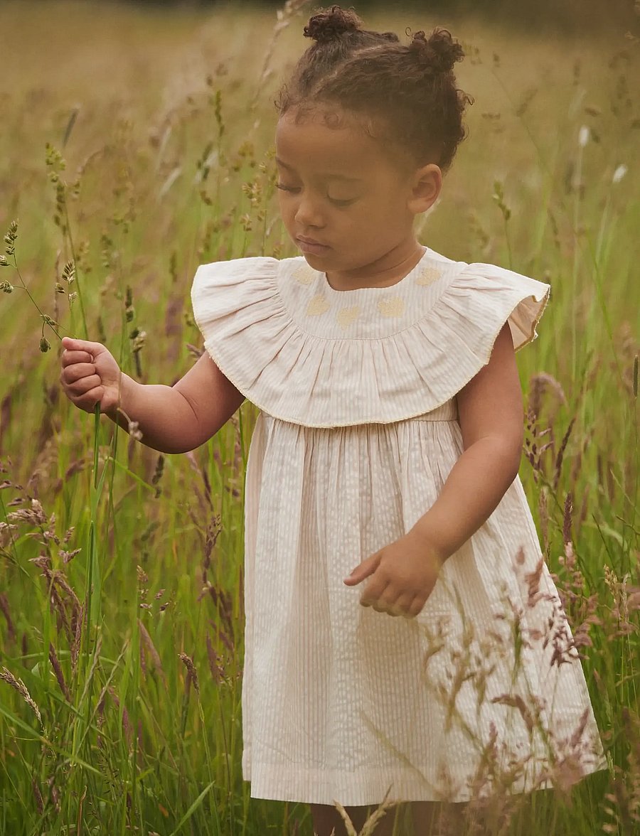 Copenhagen Colors - SEERSUCKER DRESS W. HEART - robes pour bébés à manches courtes - dusty rose w cream stripe w yellow - 4